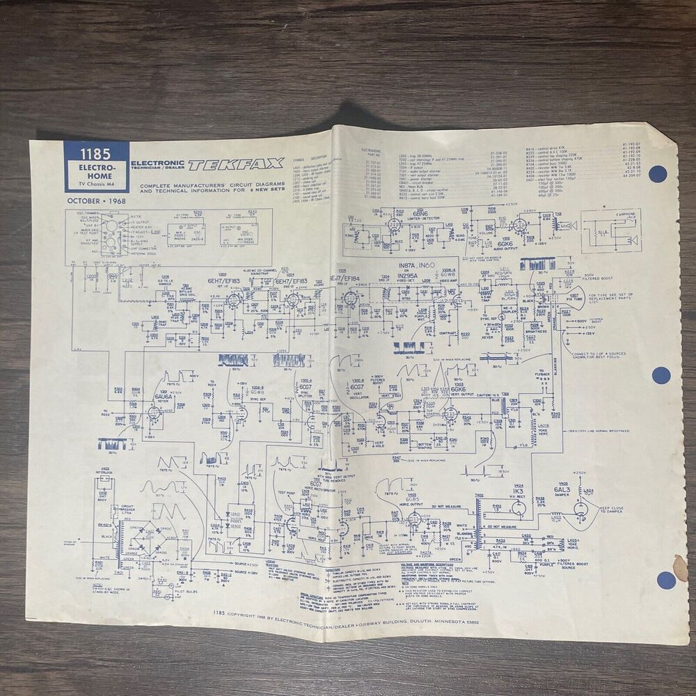 Tekfax Television Circuit Diagram Electrohome TV Art 1968 Electronic Tech